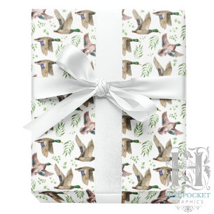 Wikkelpapier met afbeeldingen van wilde eenden cadeaupapier