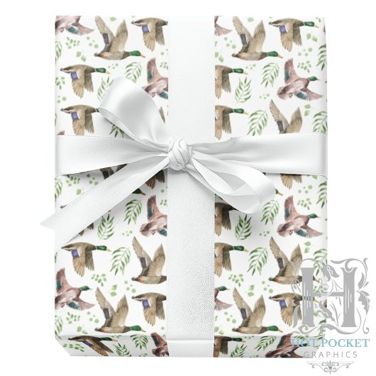 Wikkelpapier met afbeeldingen van wilde eenden cadeaupapier