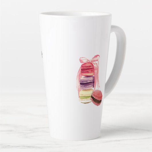 WIL ALLEEN KOFFIE-CREËER-Macarons DRINKEN Latte Mok (Rechterhoek)