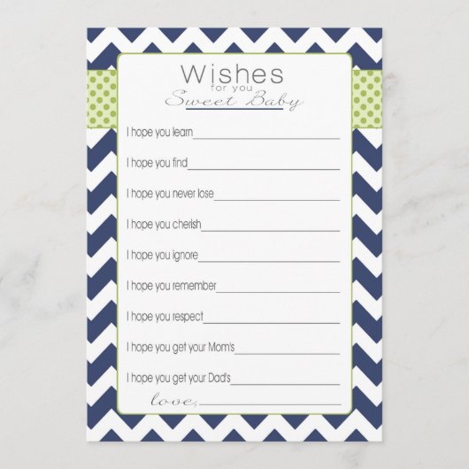 Wil Baby kaarten. Blue Chevron Advieskaart (Voorkant)