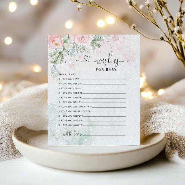 Wil een baby-kaart. Winterroze wensen voor baby (Creator heeft geüpload)