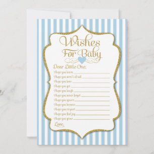 Wil een Baby shower voor Baby Blue Gold Boy Kaart