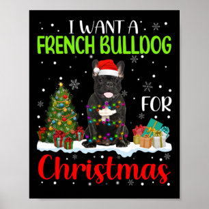 Wil een Franse buldog voor Kerstmis Cool Xmas kost Poster