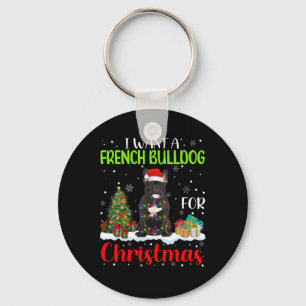 Wil een Franse buldog voor Kerstmis Cool Xmas kost Sleutelhanger