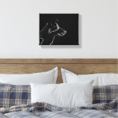 Wil een hond | White on Black Digital Photo Sketch Canvas Afdruk (Insitu (Slaapkamer))