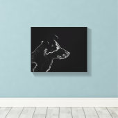 Wil een hond | White on Black Digital Photo Sketch Canvas Afdruk (Insitu (Houten vloer))