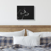 Wil een hond | White on Black Digital Photo Sketch Canvas Afdruk (Insitu (Slaapkamer))