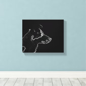 Wil een hond | White on Black Digital Photo Sketch Canvas Afdruk (Insitu (Houten vloer))