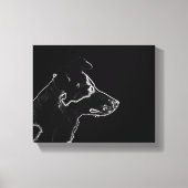 Wil een hond | White on Black Digital Photo Sketch Canvas Afdruk (Voorkant)
