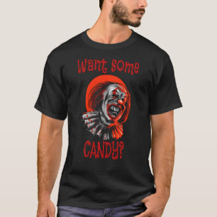 Wil een Snoep Scary Evil Horror Clown Halloween T-shirt