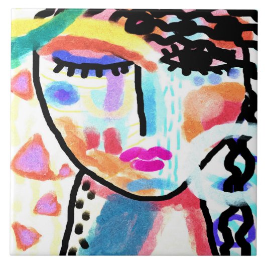 Wil geen Abstracte Art Ceramic Tegel spreken Tegeltje (Voorkant)