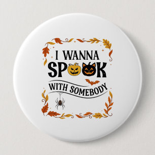 Wil iemand bang maken Halloween pompoenen Spin Bat Ronde Button 4,0 Cm