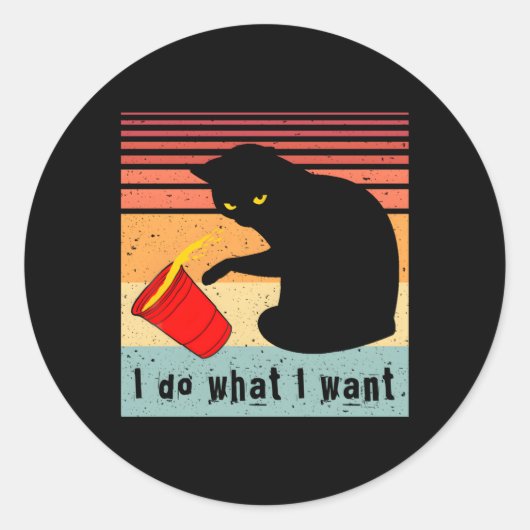 Wil ik zwarte kat rode cup mijn kat? ronde sticker (Voorkant)