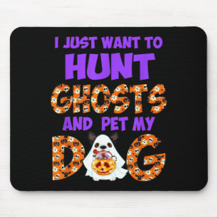 Wil jagen op spoken en mijn hond aaien Cute Hallow Muismat