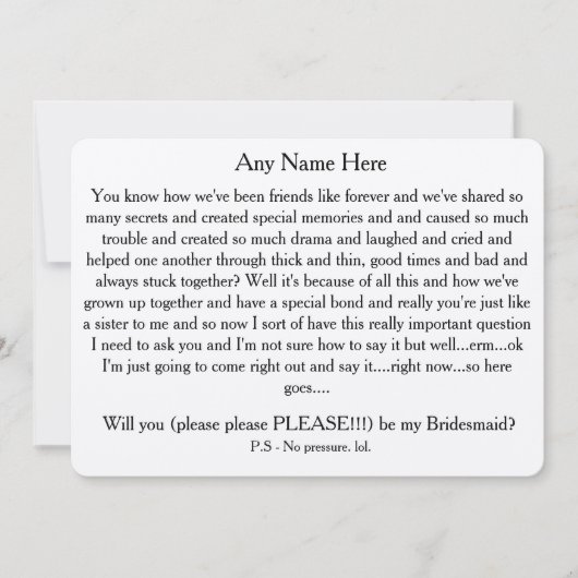 Wil je alsjeblieft mijn bruidsmeisje zijn? Aangepa Kaart (Voorkant)