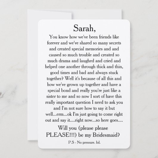 Wil je alsjeblieft mijn bruidsmeisje zijn? Aangepa Kaart (Voorkant)