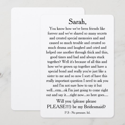 Wil je alsjeblieft mijn bruidsmeisje zijn? Aangepa Kaart (Voorkant / Achterkant)