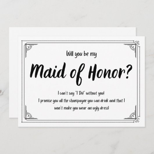 Wil je bij mijn bruidsmeisje zijn? aankondiging (Voorkant / Achterkant)