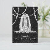 Wil je Bridesmaid Black White Dress Veil Diamond? Kaart (Staand voorkant)