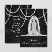 Wil je Bridesmaid Black White Dress Veil Diamond? Kaart (Voorkant / Achterkant)