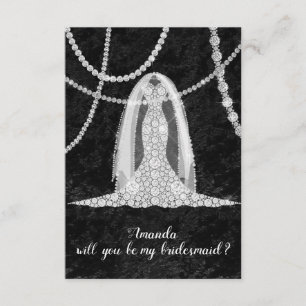 Wil je Bridesmaid Black White Dress Veil Diamond? Kaart