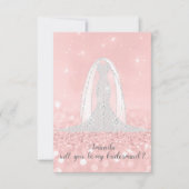 Wil je Bridesmaid Glitter Gray Dress Pink Veil Kaart (Voorkant)