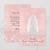 Wil je Bridesmaid Glitter Gray Dress Pink Veil Kaart (Voorkant / Achterkant)