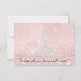 Wil je bruidsmeisje glitter roze diamanten jurk gr kaart