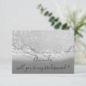 Wil je bruidsmeisje grijs glitter oceaan Abstract Kaart (Staand voorkant)