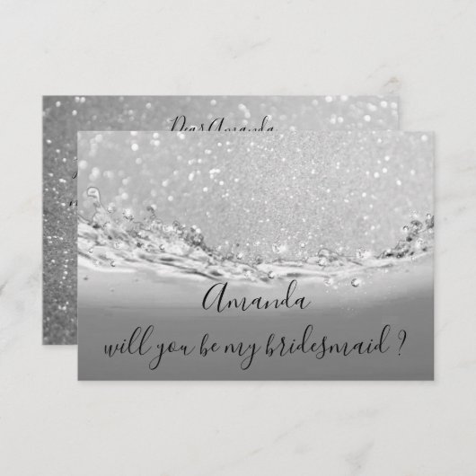 Wil je bruidsmeisje grijs glitter oceaan Abstract Kaart (Voorkant / Achterkant)