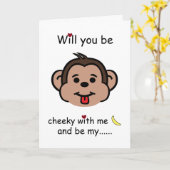Wil je brutaal tegen me zijn, Valentijnsdag Monkey Kaart (Gele Bloem)
