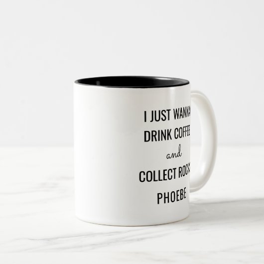 Wil je Drink koffie en verzamel Rocks Funny Tweekleurige Koffiemok (Voorkant rechts)