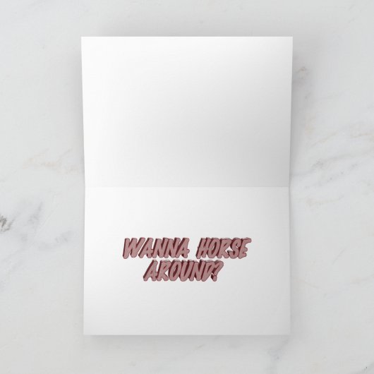 Wil je een paard rond? feestdagen kaart (Binnen)