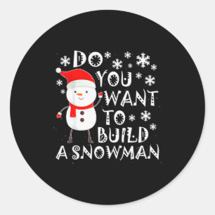Wil je een sneeuwpop maken Zoete sneeuwpop Chris Ronde Sticker