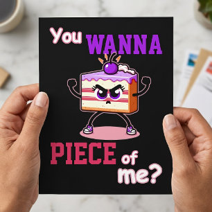 Wil Je Een Stuk Van Mij Grappige Boze Cake Cartoon Briefkaart