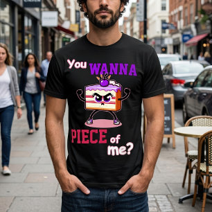 Wil Je Een Stuk Van Mij Grappige Boze Cake Cartoon T-shirt