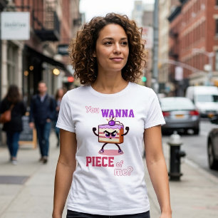 Wil Je Een Stuk Van Mij Grappige Boze Cake Cartoon T-shirt