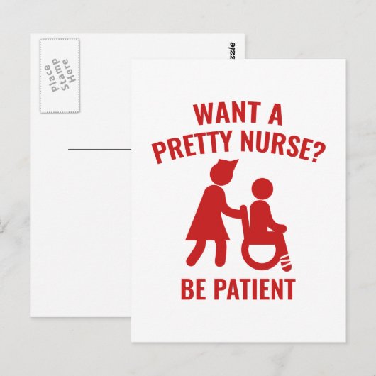 Wil je een  verpleegster? briefkaart (Voorkant / Achterkant)