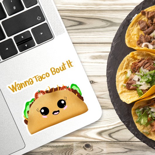Wil je er taco over doen? Kawaii Taco met Schattig Sticker