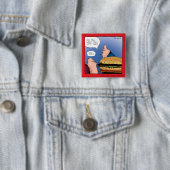 Wil je friet daarbij? Cartoon Vierkante Button 5,1 Cm (In situ)