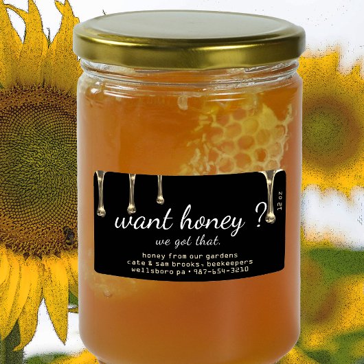 Wil je honing? Gouden honing druppels Zwart Label