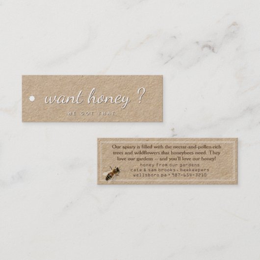 Wil je honing? Kraft Honeybee Imker Label (Voorkant / Achterkant)