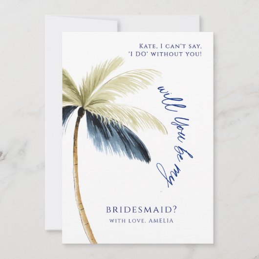 Wil je Me Bridesmaid Palm Tree Proposal Kaart zijn (Voorkant)