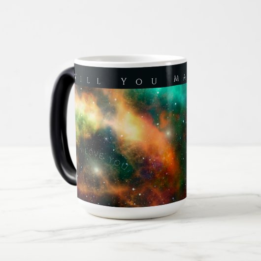 Wil je me constelleren, ik hou van je? magische mok (Voorkant links)