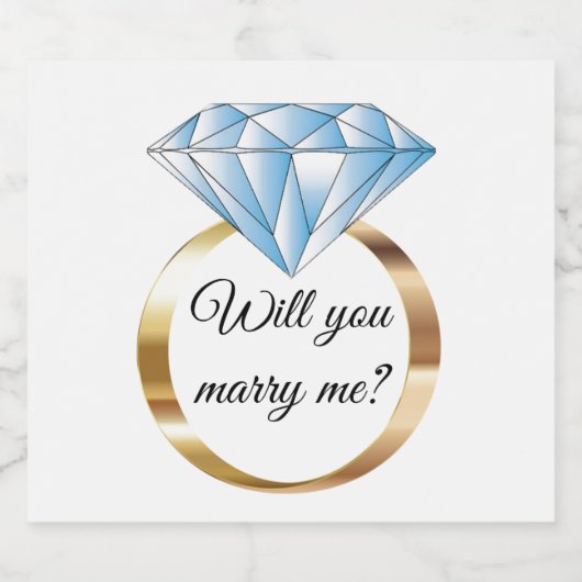 Wil je me diamond Verloving Ring trouwen? Sparkling Wijnetiket (Enkel label)