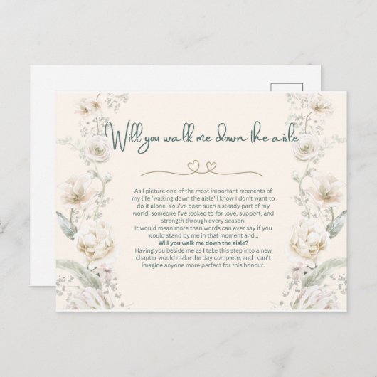 Wil je me door het gangpad lopen - Voorstel Briefkaart (Voorkant / Achterkant)