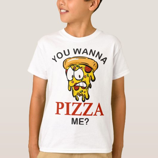 Wil je me een gekke plak, grappige pizza laten ete t-shirt (Voorkant)