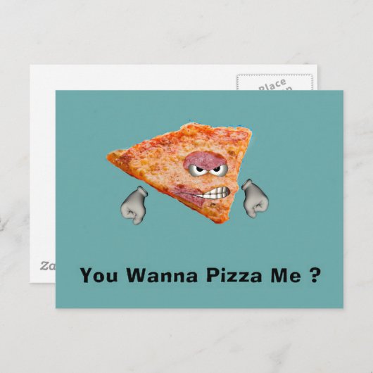 Wil je me pizza? briefkaart (Voorkant / Achterkant)