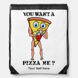 Wil je me pizza geven? trekkoord rugzakje
