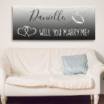 Wil je me Romantic voorstel ondertekenen? Spandoek<br><div class="desc">Een huwelijksaanzoek. Gepersonaliseerd wil je met me trouwen tekenen.</div>